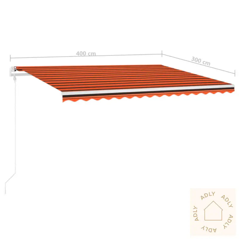 Manuell Uttrekkbar Markise Med Led 4X3 M Oransje Og Brun