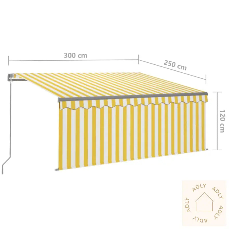 Manuell Markise Med Rullegardin Og Led 3X2,5 M Gul Og Hvit