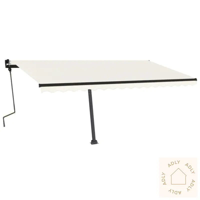 Manuell Uttrekkbar Markise Med Led 450X350 Cm Kremhvit