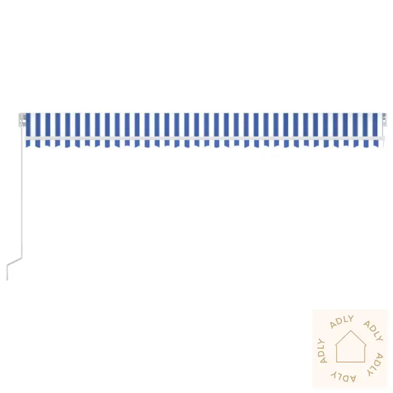 Manuell Uttrekkbar Markise 600X350 Cm Blå Og Hvit