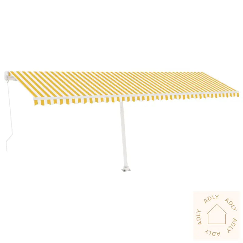 Manuell Uttrekkbar Markise Med Led 600X300 Cm Gul Og Hvit