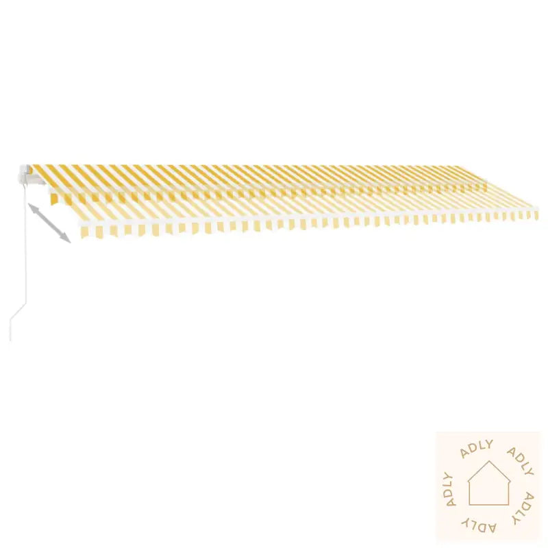 Manuell Uttrekkbar Markise Med Led 600X300 Cm Gul Og Hvit