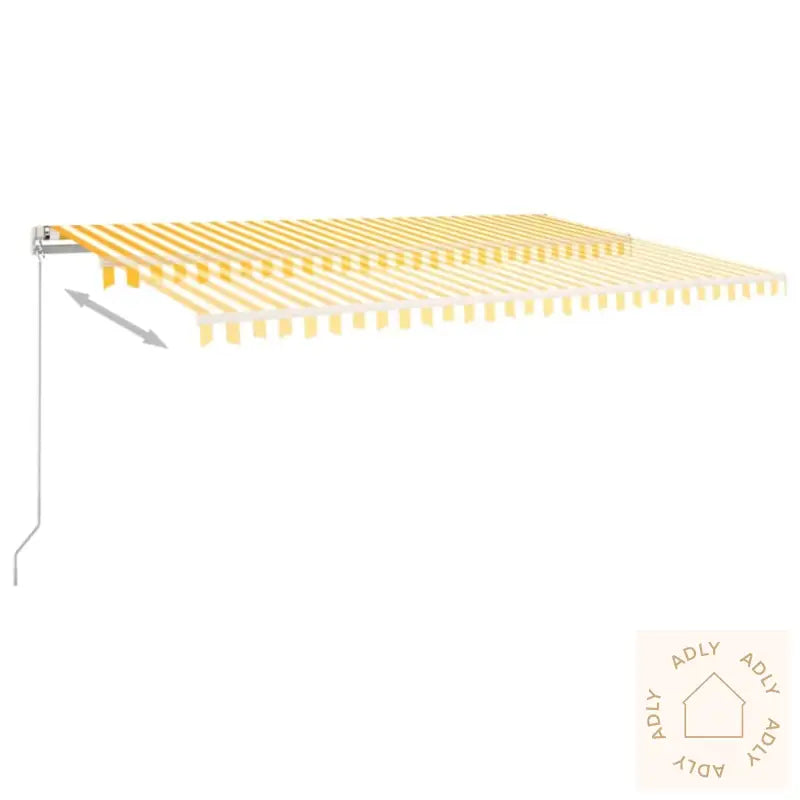 Manuell Uttrekkbar Markise 500X350 Cm Gul Og Hvit