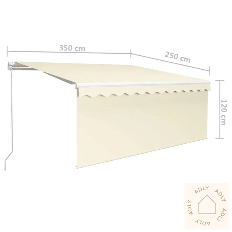 Manuell Uttrekkbar Markise Rullegardin&Led 3,5X2,5 M Kremhvit