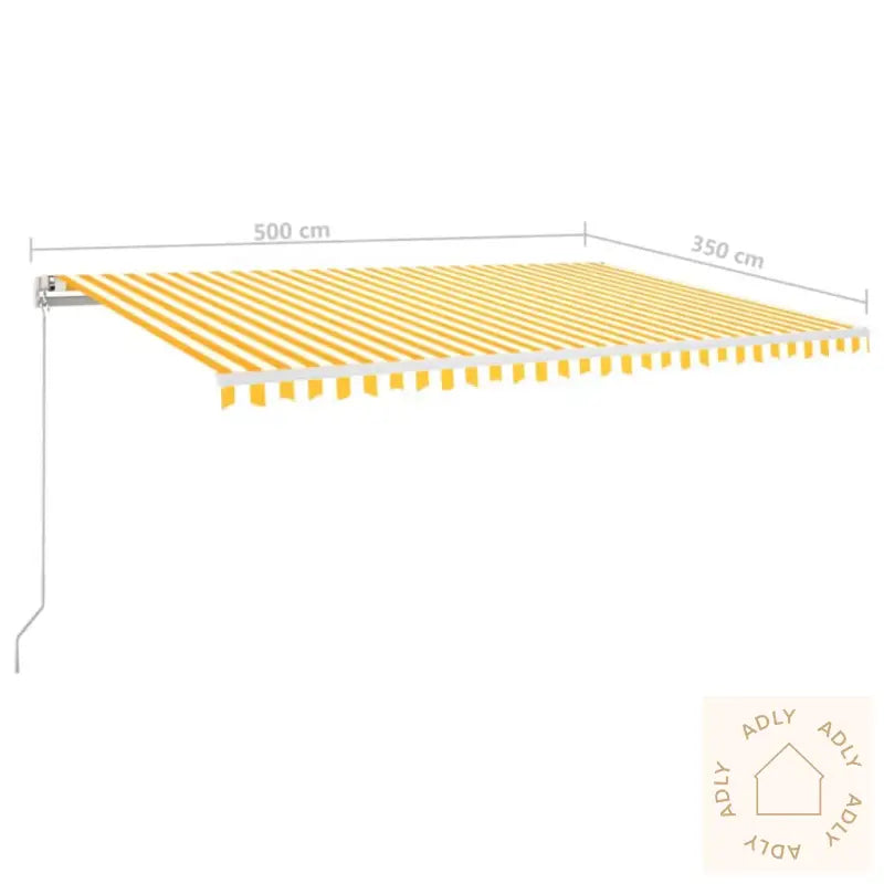 Manuell Uttrekkbar Markise 500X350 Cm Gul Og Hvit