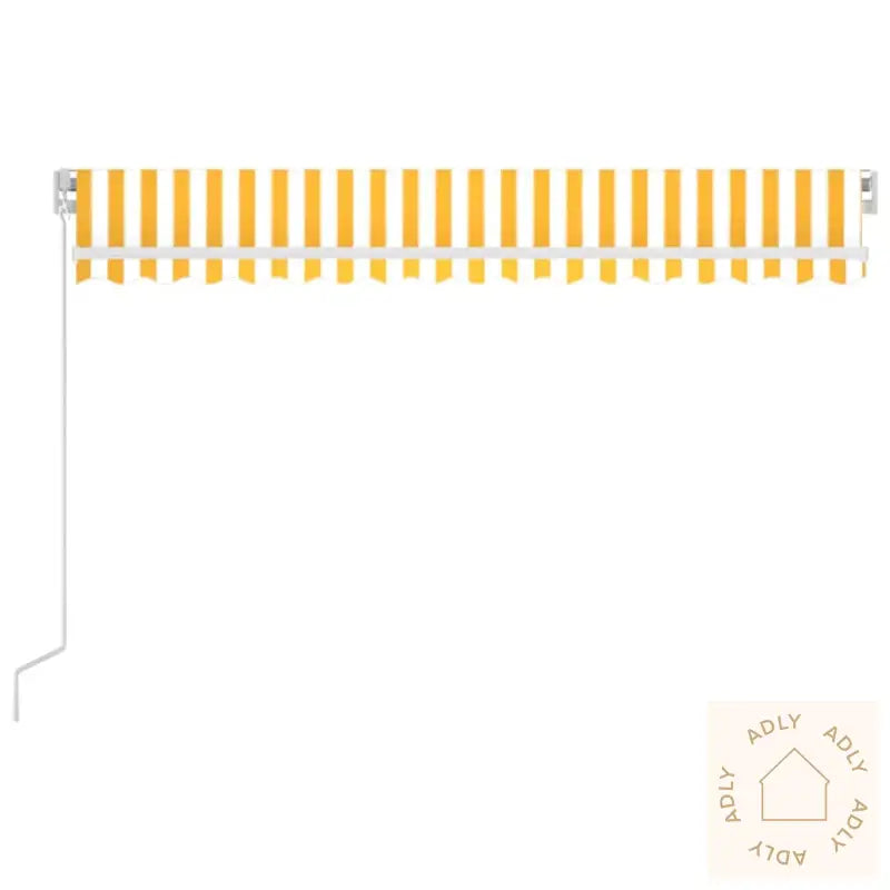 Manuell Uttrekkbar Markise Med Led 450X300 Cm Gul Og Hvit