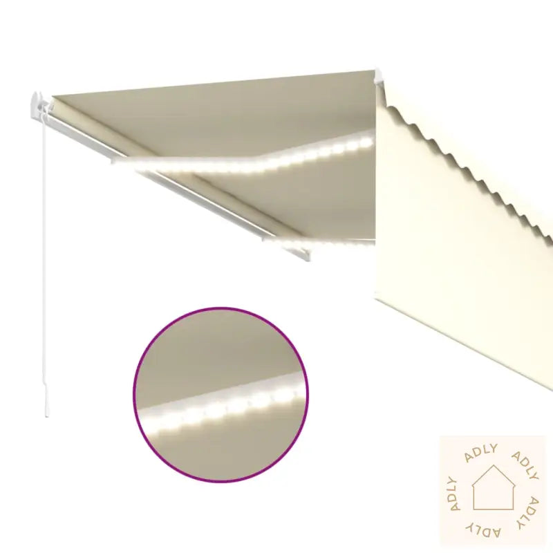 Manuell Uttrekkbar Markise Rullegardin&Led 3,5X2,5 M Kremhvit