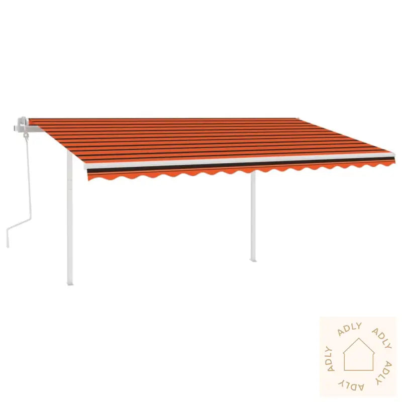 Manuell Uttrekkbar Markise Med Led 4,5X3 M Oransje Og Brun