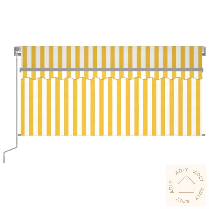 Manuell Uttrekkbar Markise Rullegardin&Led 3,5X2,5 M Gul Hvit