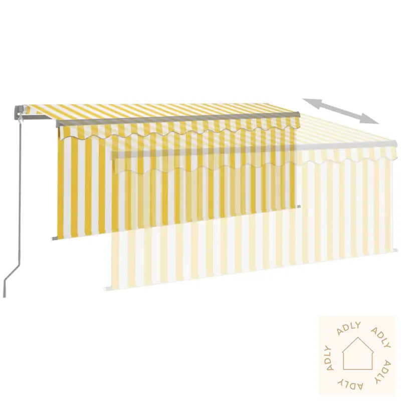 Manuell Uttrekkbar Markise Rullegardin&Led 3,5X2,5 M Gul Hvit