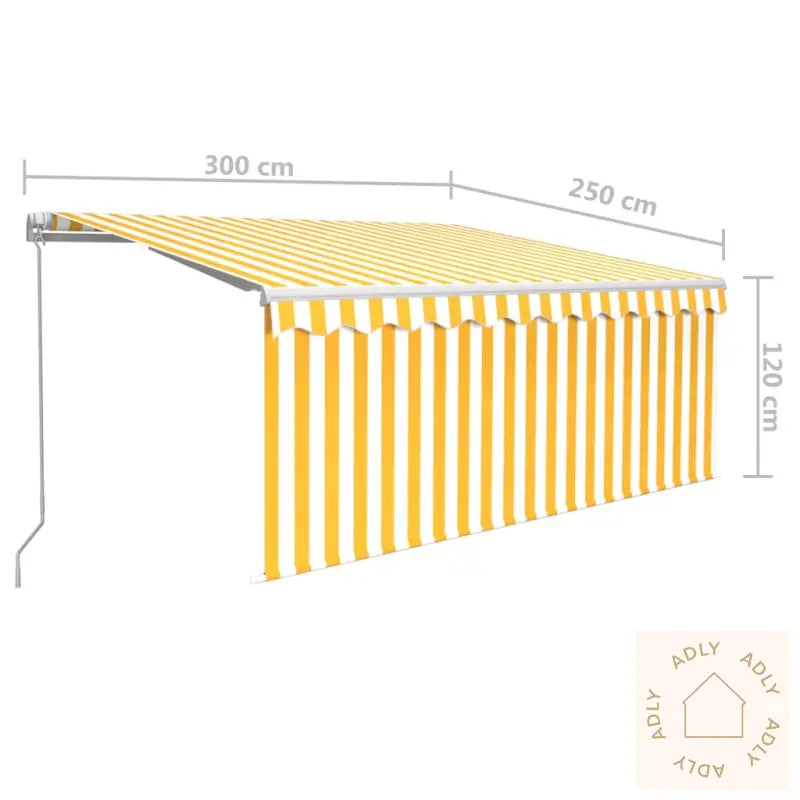 Manuell Markise Med Rullegardin Og Led 3X2,5 M Gul Og Hvit