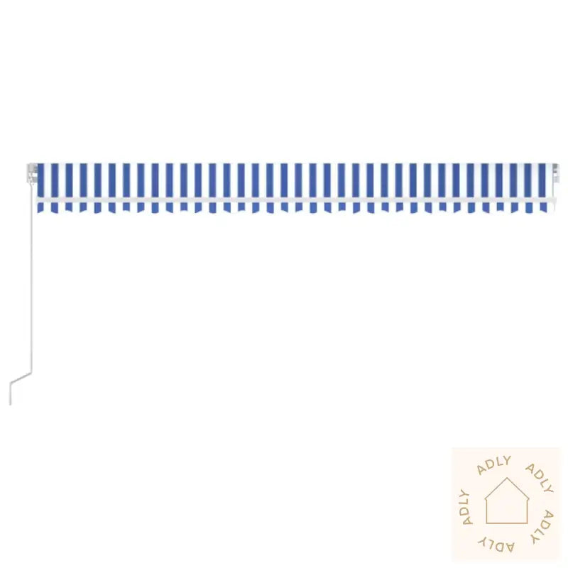 Manuell Uttrekkbar Markise Med Led 600X350 Cm Blå Og Hvit