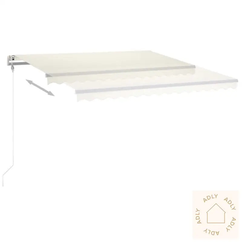 Manuell Uttrekkbar Markise Med Led 4X3,5 M Kremhvit