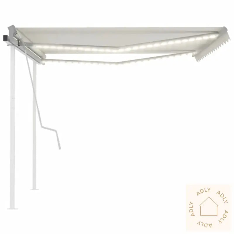 Manuell Uttrekkbar Markise Med Led 4X3,5 M Kremhvit