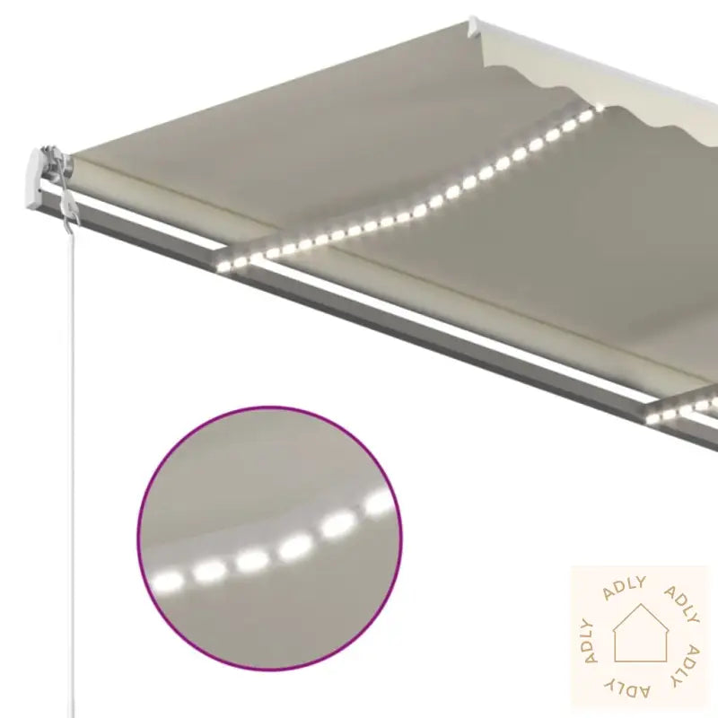 Manuell Uttrekkbar Markise Med Led 4X3,5 M Kremhvit