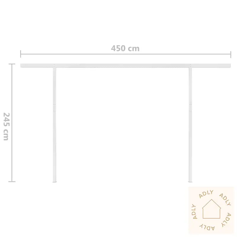 Manuell Uttrekkbar Markise Med Led 4X3,5 M Kremhvit