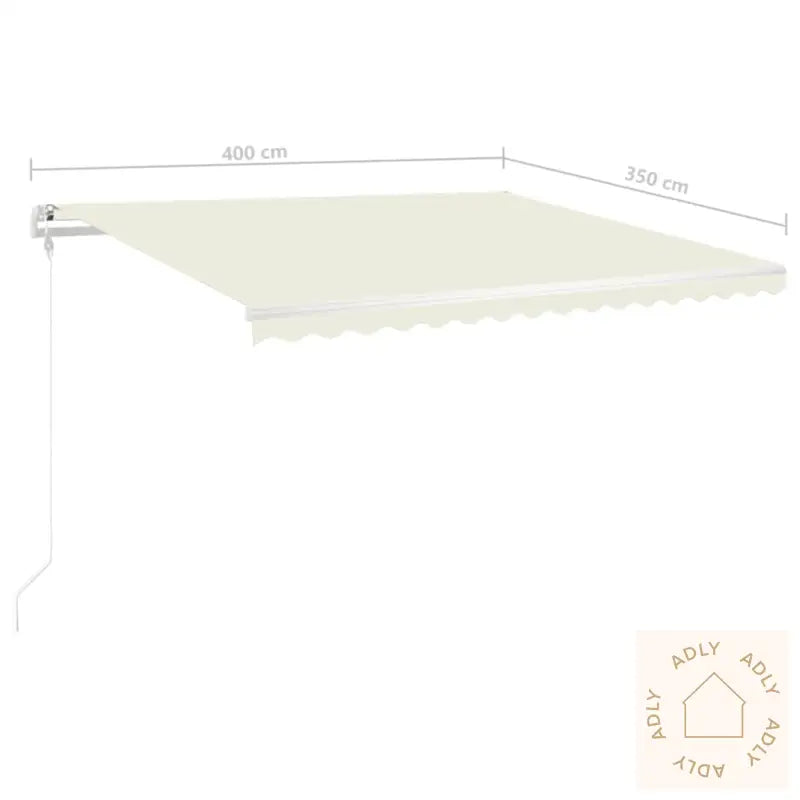Manuell Uttrekkbar Markise Med Led 4X3,5 M Kremhvit