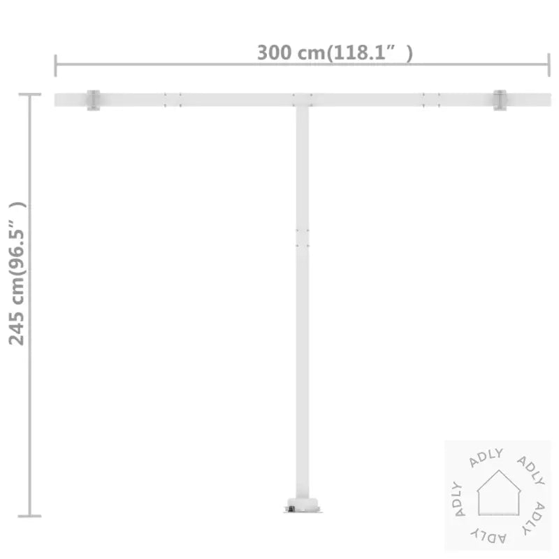 Frittstående Manuell Uttrekkbar Markise 300X250 Cm Blå Og Hvit