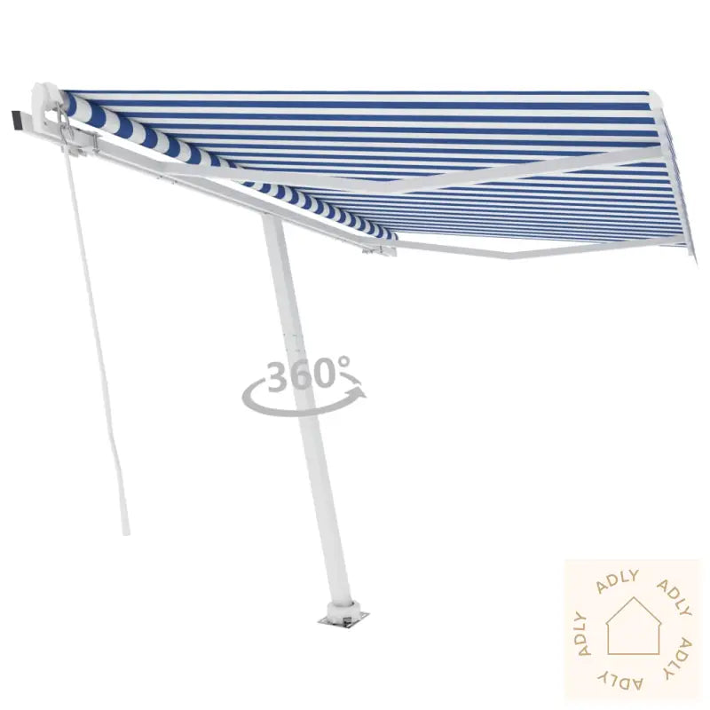 Frittstående Manuell Uttrekkbar Markise 300X250 Cm Blå Og Hvit