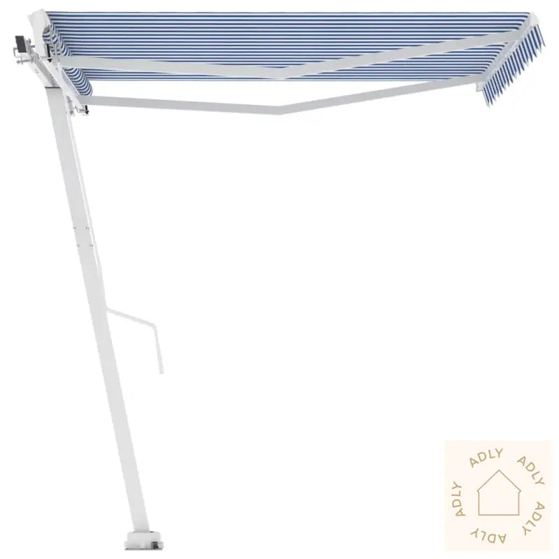 Frittstående Manuell Uttrekkbar Markise 300X250 Cm Blå Og Hvit