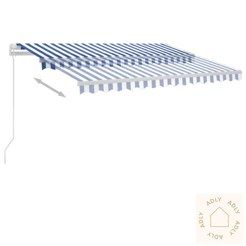 Frittstående Manuell Uttrekkbar Markise 300X250 Cm Blå Og Hvit