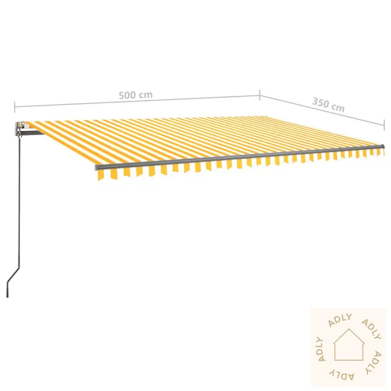 Manuell Uttrekkbar Markise Med Led 500X350 Cm Gul Og Hvit