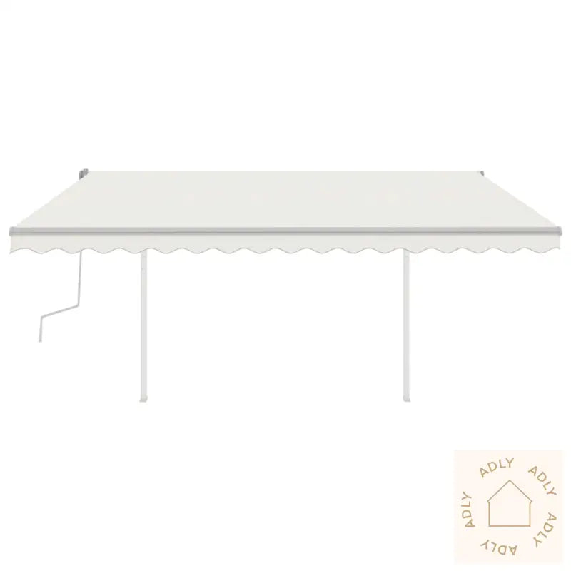 Manuell Uttrekkbar Markise Med Led 4,5X3,5 M Kremhvit