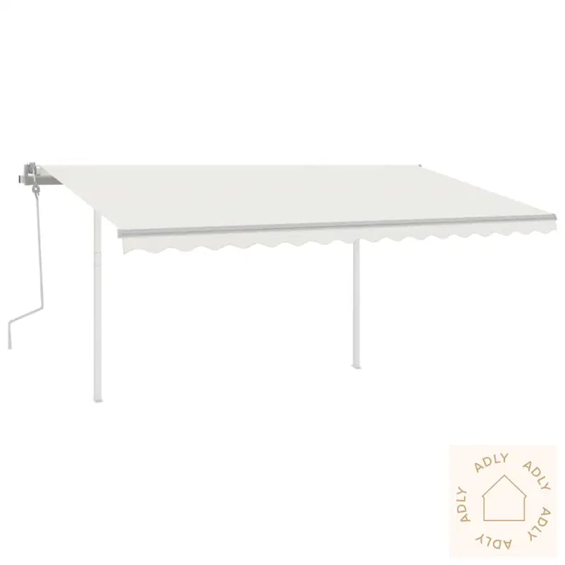 Manuell Uttrekkbar Markise Med Led 4,5X3,5 M Kremhvit