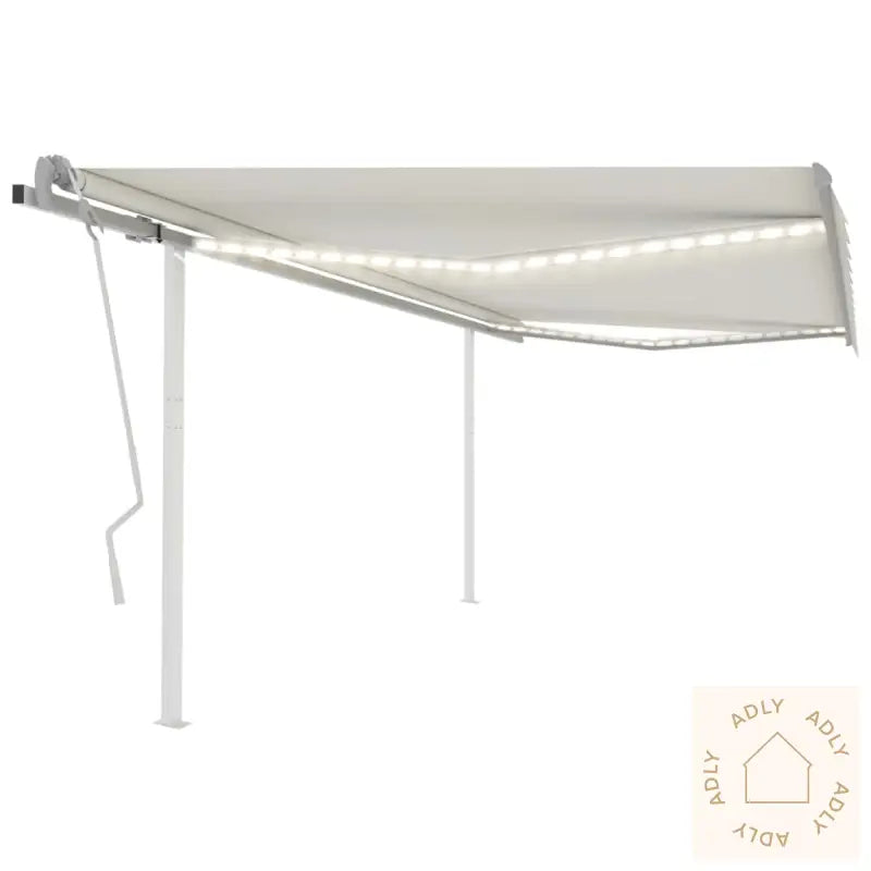 Manuell Uttrekkbar Markise Med Led 4,5X3,5 M Kremhvit