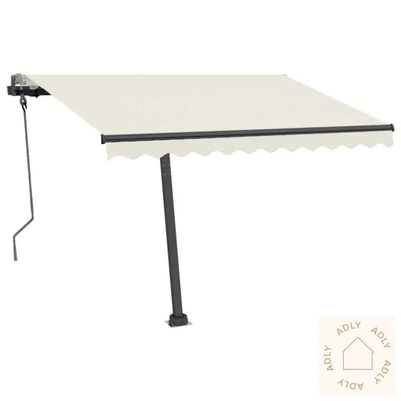 Manuell Uttrekkbar Markise Med Led 300X250 Cm Kremhvit