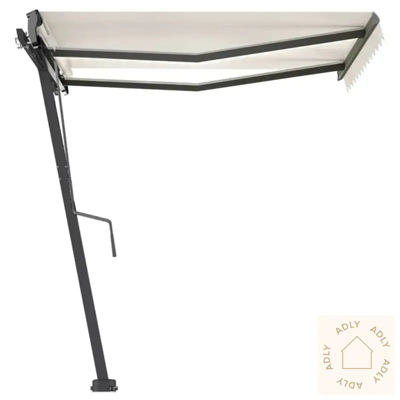 Manuell Uttrekkbar Markise Med Led 300X250 Cm Kremhvit