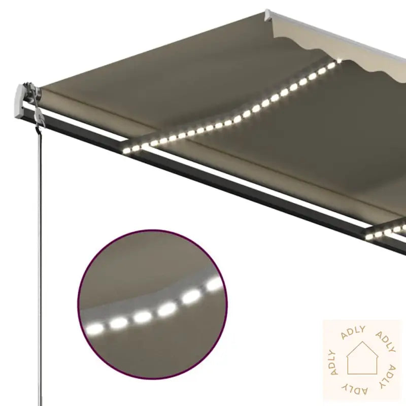 Manuell Uttrekkbar Markise Med Led 300X250 Cm Kremhvit