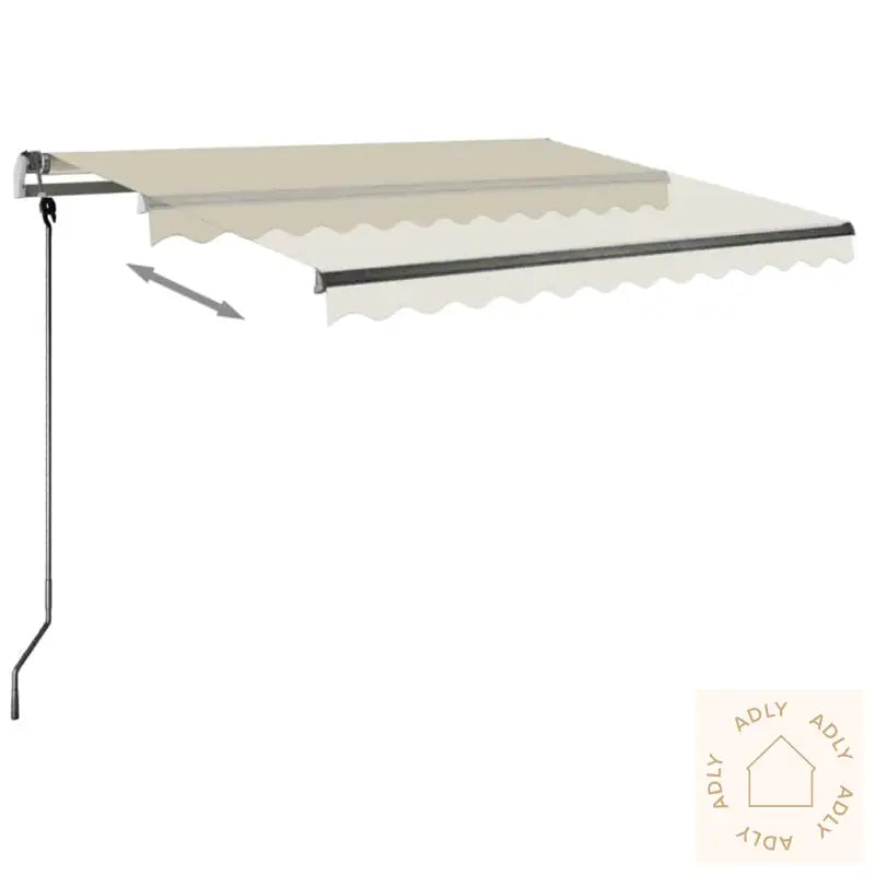 Manuell Uttrekkbar Markise Med Led 300X250 Cm Kremhvit