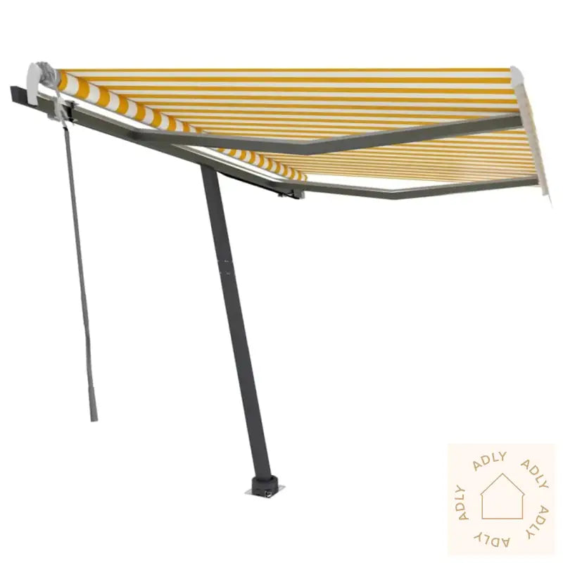 Manuell Uttrekkbar Markise Med Led 300X250 Cm Gul Og Hvit