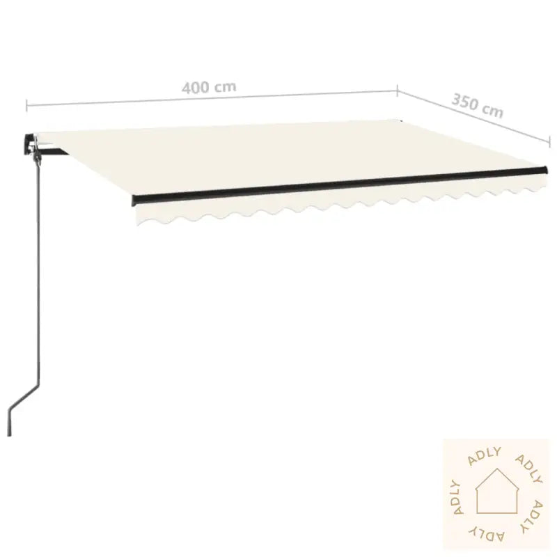 Manuell Uttrekkbar Markise 400X350 Cm Kremhvit