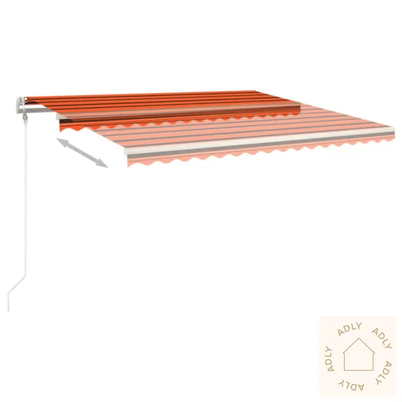 Manuell Uttrekkbar Markise Med Stolper 4X3 M Oransje Og Brun