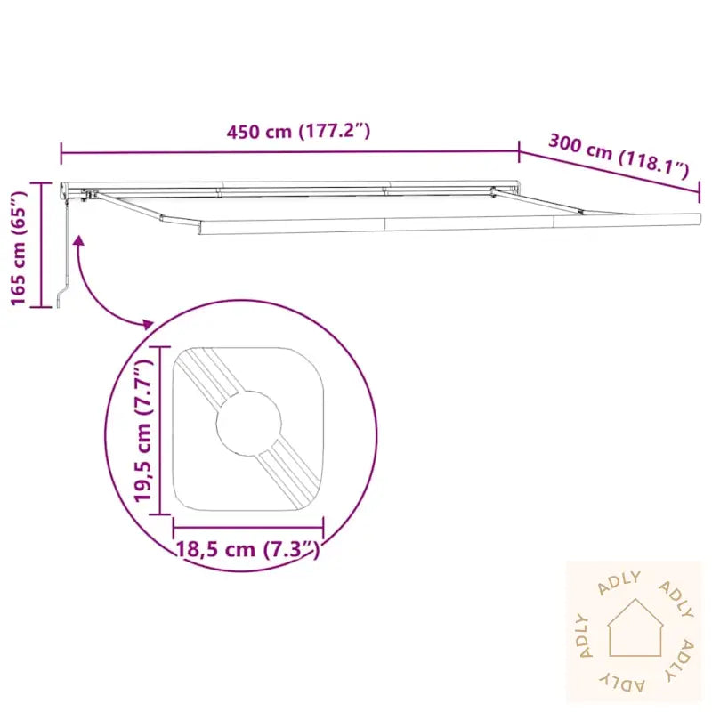 Uttrekkbar Markise Antrasitt Og Hvit 4,5X3 M Stoff Og Aluminium