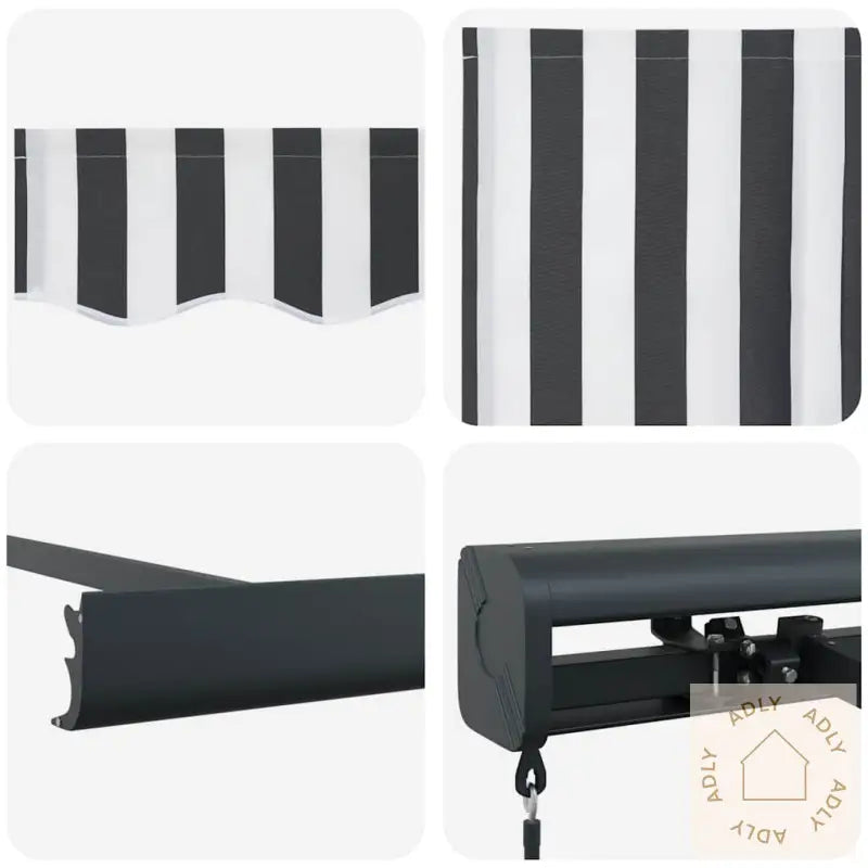 Uttrekkbar Markise Antrasitt Og Hvit 4,5X3 M Stoff Og Aluminium