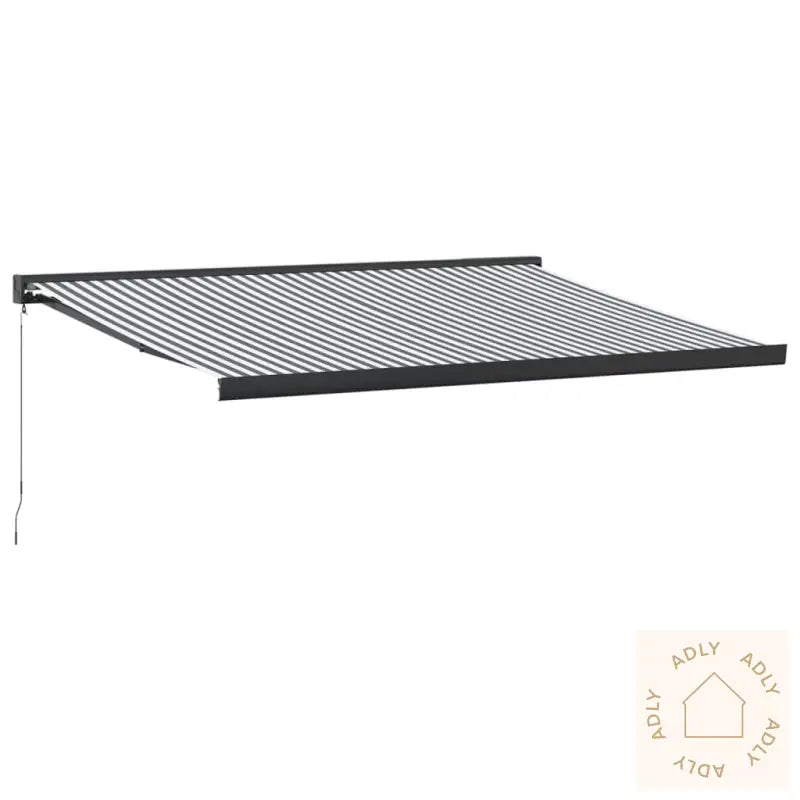 Uttrekkbar Markise Antrasitt Og Hvit 4,5X3 M Stoff Og Aluminium