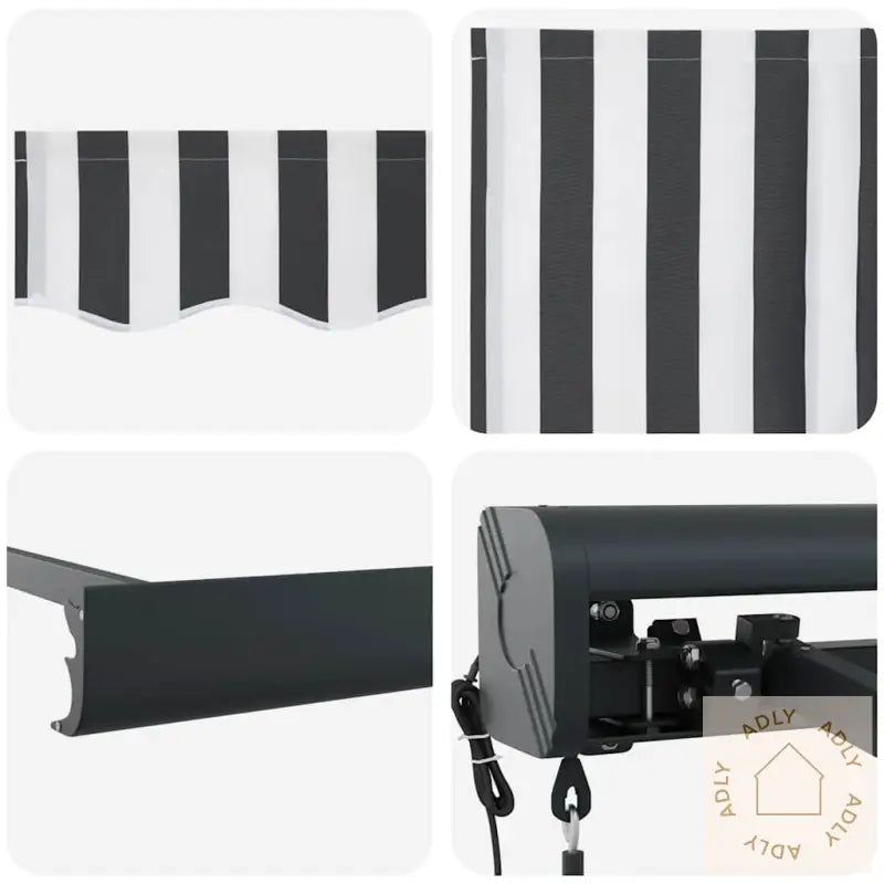 Uttrekkbar Markise Antrasitt Og Hvit 5X3 M Stoff Og Aluminium