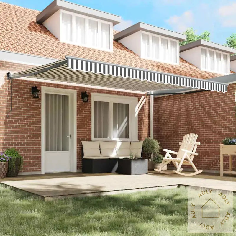 Uttrekkbar Markise Antrasitt Og Hvit 4,5X3 M Stoff Og Aluminium