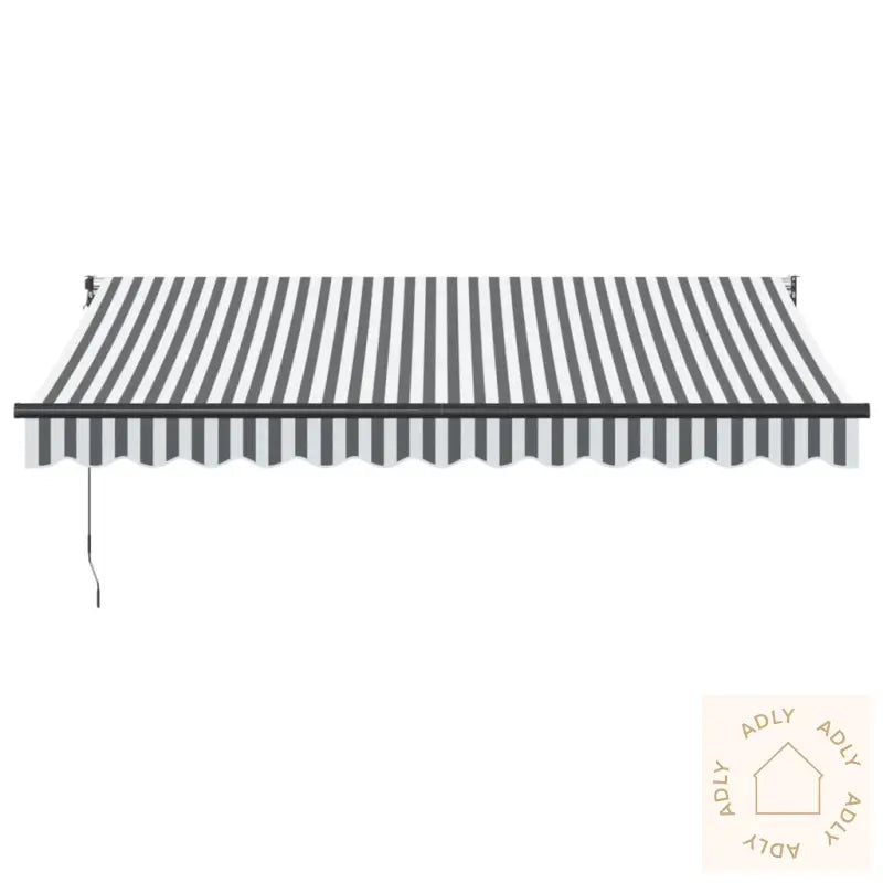 Uttrekkbar Markise Antrasitt Og Hvit 3,5X2,5 M Stoff Aluminium