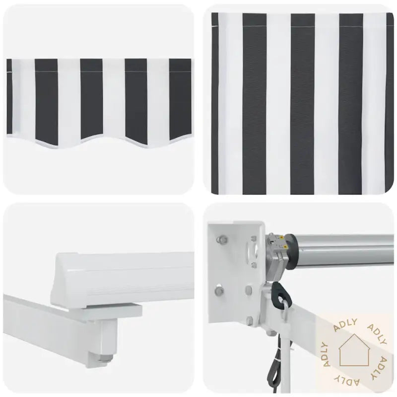 Uttrekkbar Markise Antrasitt Og Hvit 3X2,5 M Stoff Og Aluminium