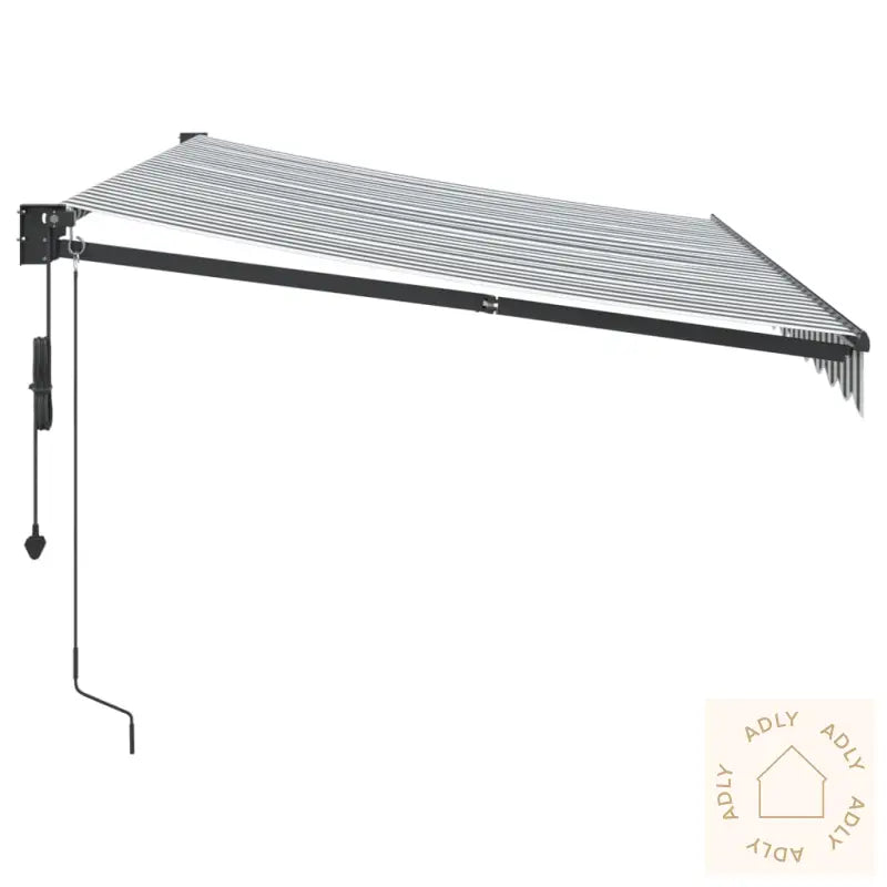 Uttrekkbar Markise Antrasitt Og Hvit 3,5X2,5 M Stoff Aluminium