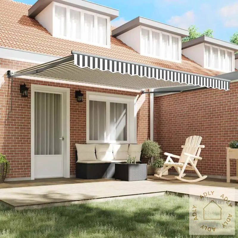 Uttrekkbar Markise Antrasitt Og Hvit 4X3 M Stoff Og Aluminium