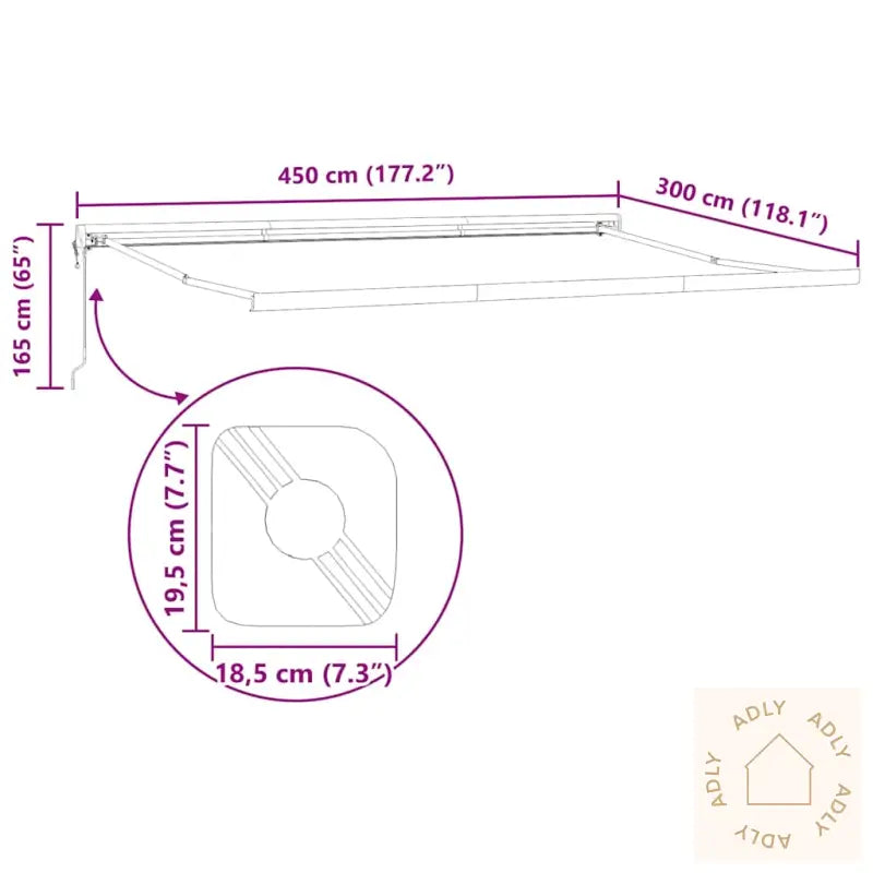 Uttrekkbar Markise Antrasitt Og Hvit 4,5X3 M Stoff Og Aluminium