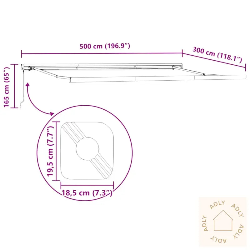 Uttrekkbar Markise Antrasitt Og Hvit 5X3 M Stoff Og Aluminium