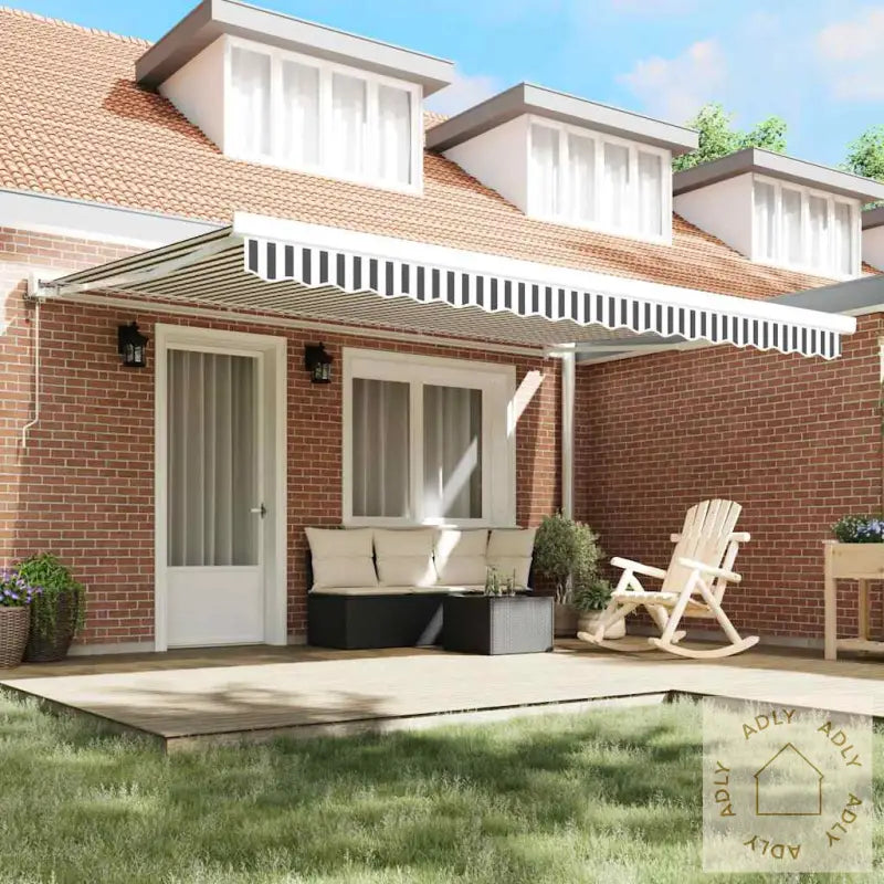 Uttrekkbar Markise Antrasitt Og Hvit 4,5X3 M Stoff Og Aluminium