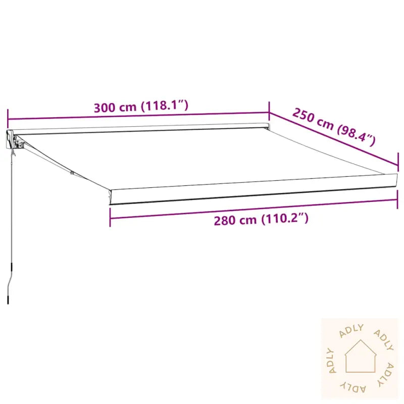 Uttrekkbar Markise Antrasitt Og Hvit 3X2,5 M Stoff Og Aluminium