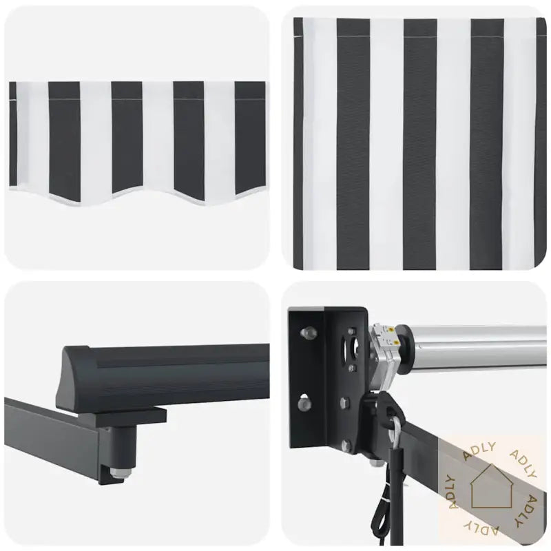 Uttrekkbar Markise Antrasitt Og Hvit 5X3 M Stoff Og Aluminium